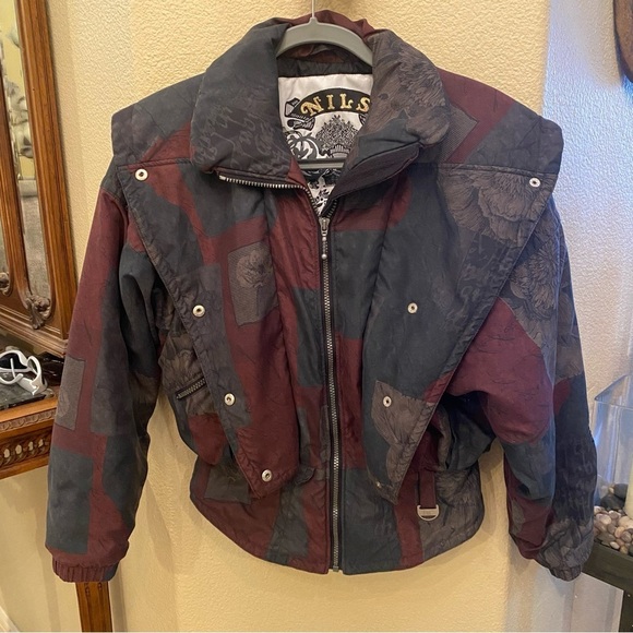 Vintage NILS Women Floral Patterned Silver Hardware Ski Jacket Size Small - Picture 4 of 12